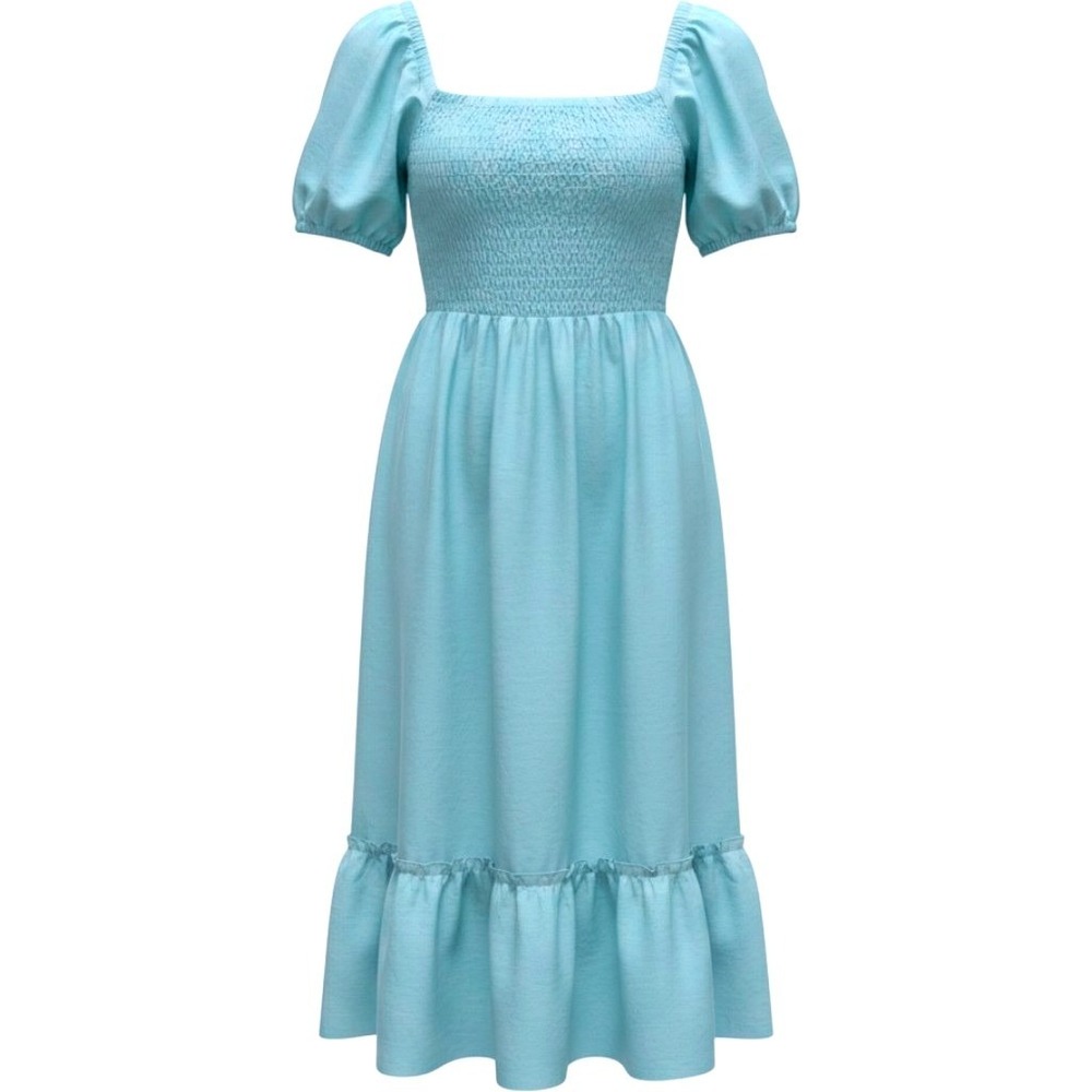 The Childrens Place Mint Tea Smocked Puff Sleeve Tiered‎ Dress Adult L /#26228